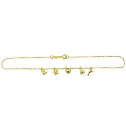 Pulseira com Pingentes em Ouro 18K 750 - J05800150-2 - RDJ Joias