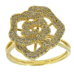 Anéis de Flores em Ouro 18K cravejado com Pedras - J05800167 - RDJ Joias