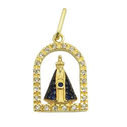 Pingente Nossa Senhora Aparecida em Ouro cravejado com Zircônia - J05800183 - RDJ Joias