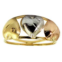 Anel Três Corações em Ouro Branco, Amarelo e Rose 18K - J06102427 - RDJ Joias