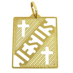 Medalha Quadrada em Ouro 18K Jesus - J06103455 - RDJ Joias