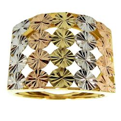 Anel Largo de Ouro Branco, Amarelo e Rosé - J06103481 - RDJ Joias
