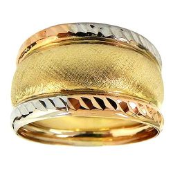 Anel Boleado em Ouro Branco, Amarelo e Rose 18K - J06103486 - RDJ Joias