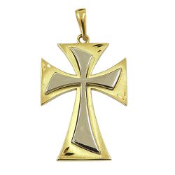 Crucifixo sem Cristo em Ouro Branco e Ouro Amarelo - J06103838 - RDJ Joias