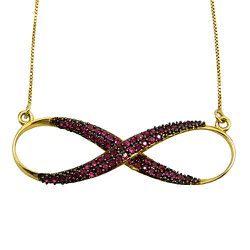 Gargantilha Amor Infinito em Ouro 18k cravejado com Rubis - J07600815 - RDJ Joias