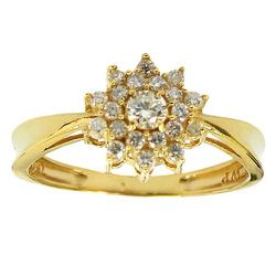 Anel Flor em Ouro 18K cravejado com 21 Brilhantes - J07601068 - RDJ Joias