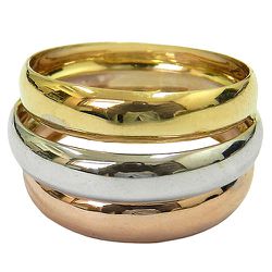 Anel Triplo em Ouro Branco, Amarelo e Rosê - J10801316 - RDJ Joias
