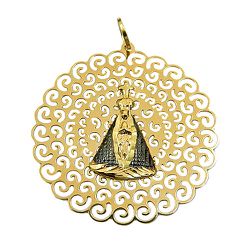 Pingente Mandala de Nossa Sra Aparecida em Ouro 18K - J10801686 - RDJ Joias