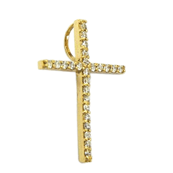 Crucifixo de Ouro 18K cravejada com Zircônias - J10801773 - RDJ Joias