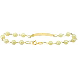 Pulseirinha Infantil de Plaquinha com Pérolas Ouro 18K - J11000071 - RDJ Joias