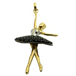 Pingente Bailarina em Ouro 18K com Zircônia Negra - J12701070 - RDJ Joias