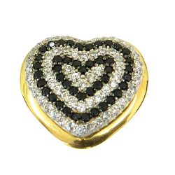 Pingente de Coração em Ouro 18K com Zirconias Brancas e Negras - J12701317 - RDJ Joias
