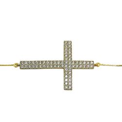 Pulseira de Cruz em Ouro 18k cravejada com Zircônias - J12701346 - RDJ Joias
