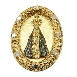 Medalha de Nossa Senhora Aparecida em Ouro Branco e Ouro Amarelo - J12701902 - RDJ Joias
