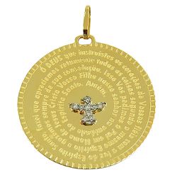 Medalha Oração do Espírito Santo em Ouro 18K com Brilhantes - J12800339 - RDJ Joias