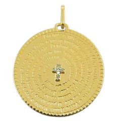 Medalha Oração Pai Nosso em Ouro 18K com Cruz de Brilhantes - J12800632 - RDJ Joias