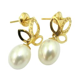 Brinco de Flor em Ouro 18K com Pérolas - J12800651 - RDJ Joias