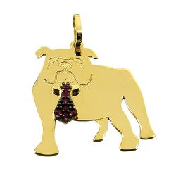 Pingente de Bulldog Ouro 18K cravejado com Rubis - J12800667 - RDJ Joias