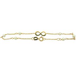 Pulseirinha Infantil Infinito de ouro 18K com Pérolas - J12800674 - RDJ Joias