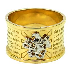 Anel Religioso de Ouro 18K com Oração de São Jorge - J14500369 - RDJ Joias