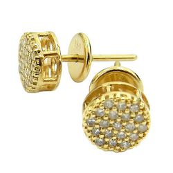 Par de Brincos Pave Ouro 18K com 38 Brilhantes Pequeno - J15100006 - RDJ Joias