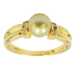 Anéis de Ouro com Pérola e Brilhantes - J15100205 - RDJ Joias
