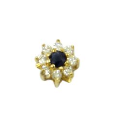 Pingente Flor em Ouro 18K cravejado com Brilhantes e Safira - J15100294 - RDJ Joias