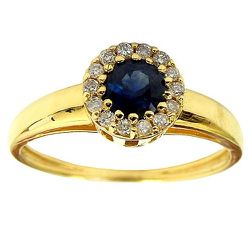 Lindos Anéis em Ouro 18k 0750 com 14 Diamantes e 1 Safira Azul - J15100331 - RDJ Joias