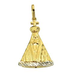 Pingente de N. Sra. Aparecida em Ouro Branco e Ouro Amarelo - J15301063 - RDJ Joias