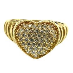 Belíssimo Anel em Ouro 18K com Coração Cravejado de Zircônias - J15301215 - RDJ Joias