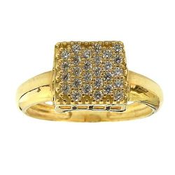 Anel Feminino de Ouro 18K com Zircônias Modelo Chuveiro quadrado - J15301222 - RDJ Joias