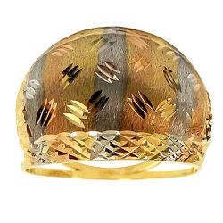 Anel Boleado de Ouro Branco, Amarelo e Rosê 18K - J15301247 - RDJ Joias