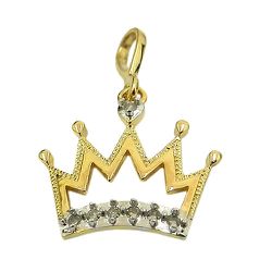 Pingente Coroa Ouro 18K cravejado com 7 Diamantes - J15400109 - RDJ Joias