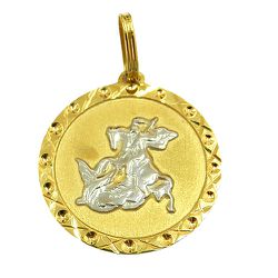 Medalha com imagem de São Jorge em Ouro 18K - J16400098 - RDJ Joias