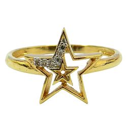 Lindo Anel de Estrela em Ouro 18K com 6 Brilhantes - J16800177 - RDJ Joias