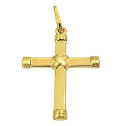 Pingente Cruz de Ouro 18K Polido e Fosco - J18000268 - RDJ Joias