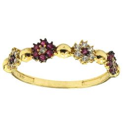 Anéis de Flores Ouro 18K com Zircônias Vermelhas - J18400066 - RDJ Joias