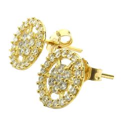 Brinco Flor Redondo de Ouro 18K cravejado com Zircônias - J18400102 - RDJ Joias