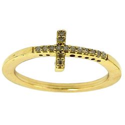 Anel de Cruz de Ouro 18K cravejado com Brilhantes - J18700002 - RDJ Joias