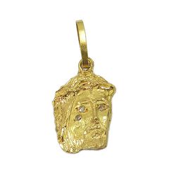 Pingente Face de Cristo em Ouro 18K com Brilhantes - JPGR000321-5 - RDJ Joias