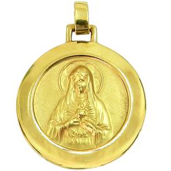 Medalha Sagrado Coração de Jesus e Sagrado Coração de Maria Ouro 18K - JPGR00352-3 - RDJ Joias