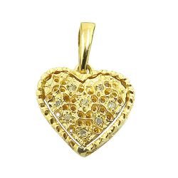 Pingente de Coração Diamantado em Ouro 18K com Brilhantes - JPGR000421-9 - RDJ Joias