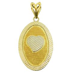 Medalha de Coração Diamantada em Ouro Branco e Amarelo 18K - JPGR000456-8 - RDJ Joias