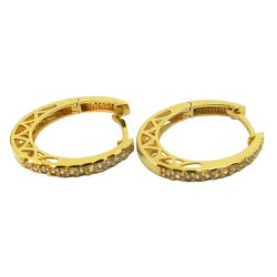 Argola Click em Ouro com Zircônias - J03002402 - RDJ Joias