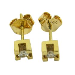 Brinco em Ouro 18k Ponto de Luz com Brilhantes 4mm - JBR000121-4 - RDJ Joias