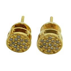 Brinco em Ouro 18k Pavê com 26 Brilhantes e 6.0mm - JBR000122-4 - RDJ Joias