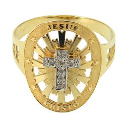 Anel em Ouro com Brilhantes Cruz de Cristo - J12800465 - RDJ Joias