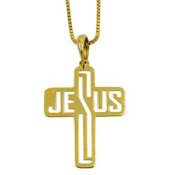Crucifixo de Ouro 18k Vazado Jesus - J14000037 - RDJ Joias