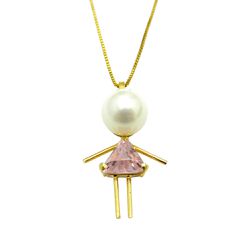 Pingente em Ouro 18K Filha com Pérola 1.0g 24mm - 90000418454 - RDJ Joias
