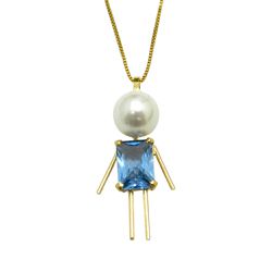 Pingente em Ouro 18K Menino com Pérola 1.0g 24mm - 90000418455 - RDJ Joias